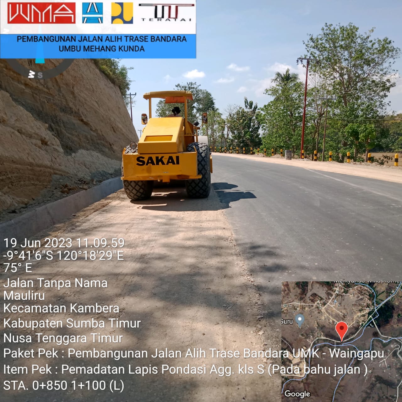 Realisasi Fisik Pembangunan Jalan Alih Trase Bandara Umbu Mehang Kunda Waingapu 70 Persen